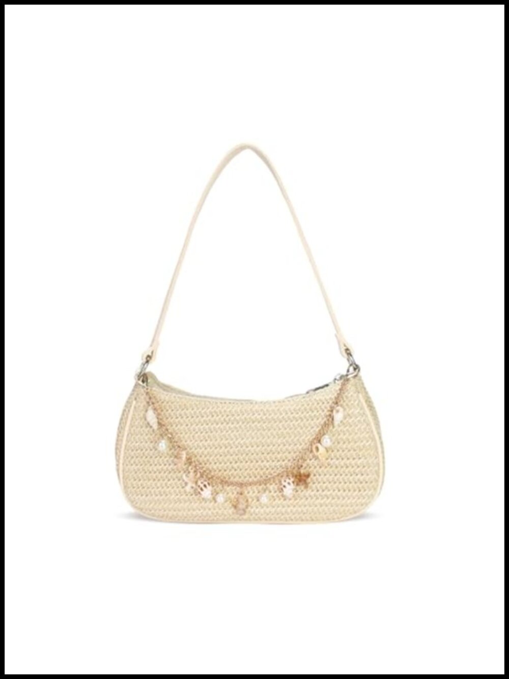 Boho Seashell Pearl Beaded Straw Clutch Purse Summer Woven Beach Bag Shoulder